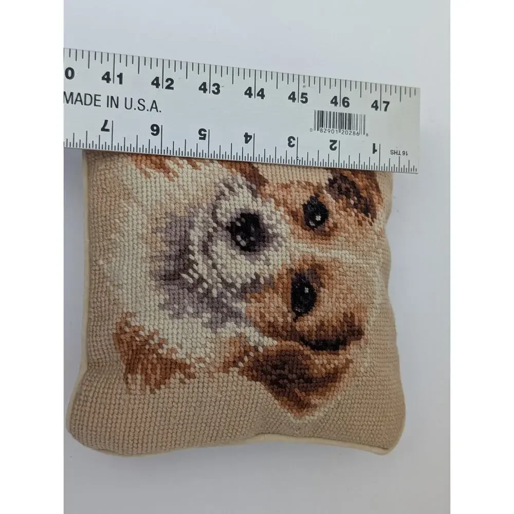 Jack Russell Terrier Needlepoint Mini Pillow - Handmade Artisan Accent